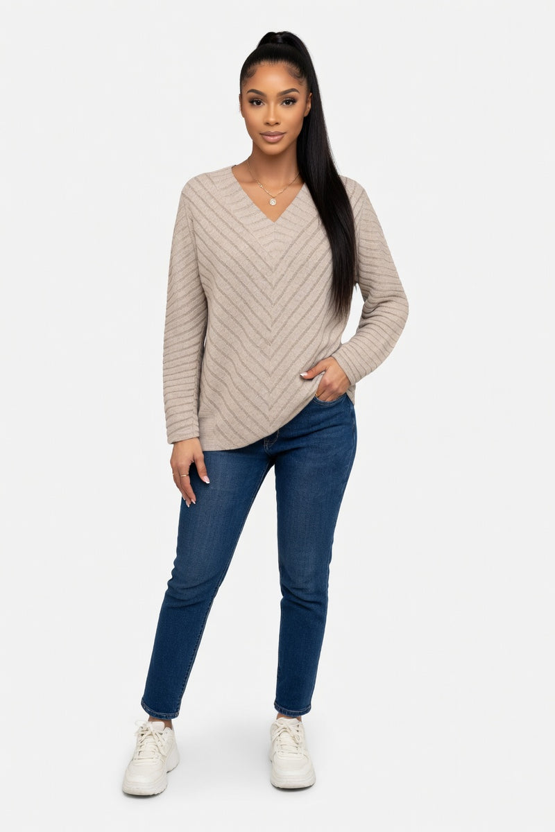 V-Neck Knitted Pullover — front view