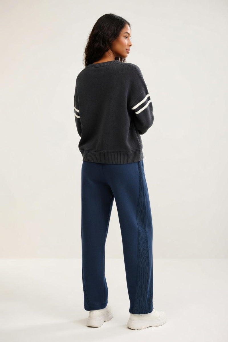 High-Waisted Straight Leg Trousers — back view