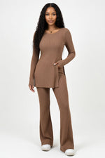 Ribbed Loungewear Co-Ord Set — Camel