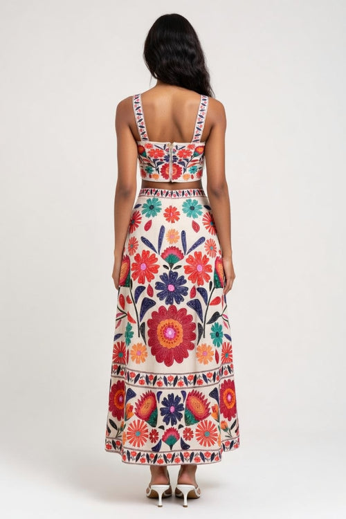 Printed Halter Co-Ord Set — back view