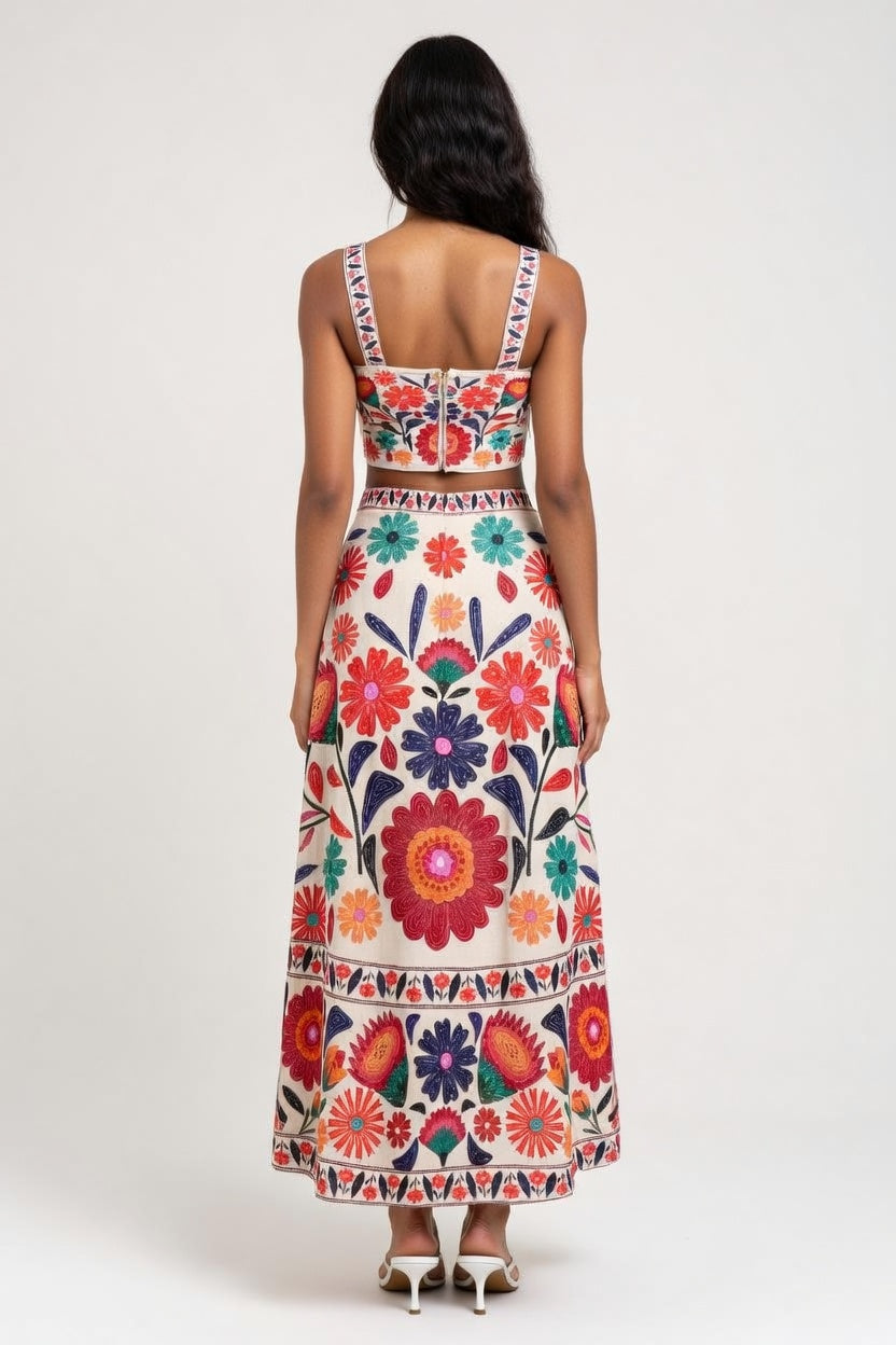 Printed Halter Co-Ord Set — back view