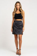 Jacquard Satin A-Line Skirt — Black