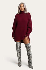 Raglan Sleeve Sweater Dress — Burgundy