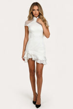 Ruffle Collar Mini Dress — White