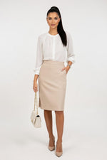 High Waisted A-Line Midi Skirt — front view