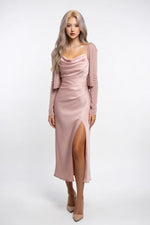 Satin Halter Dress — Pink