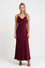 Satin Mini Dress — Burgundy