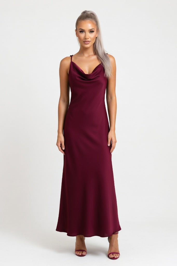 Satin Mini Dress — Burgundy