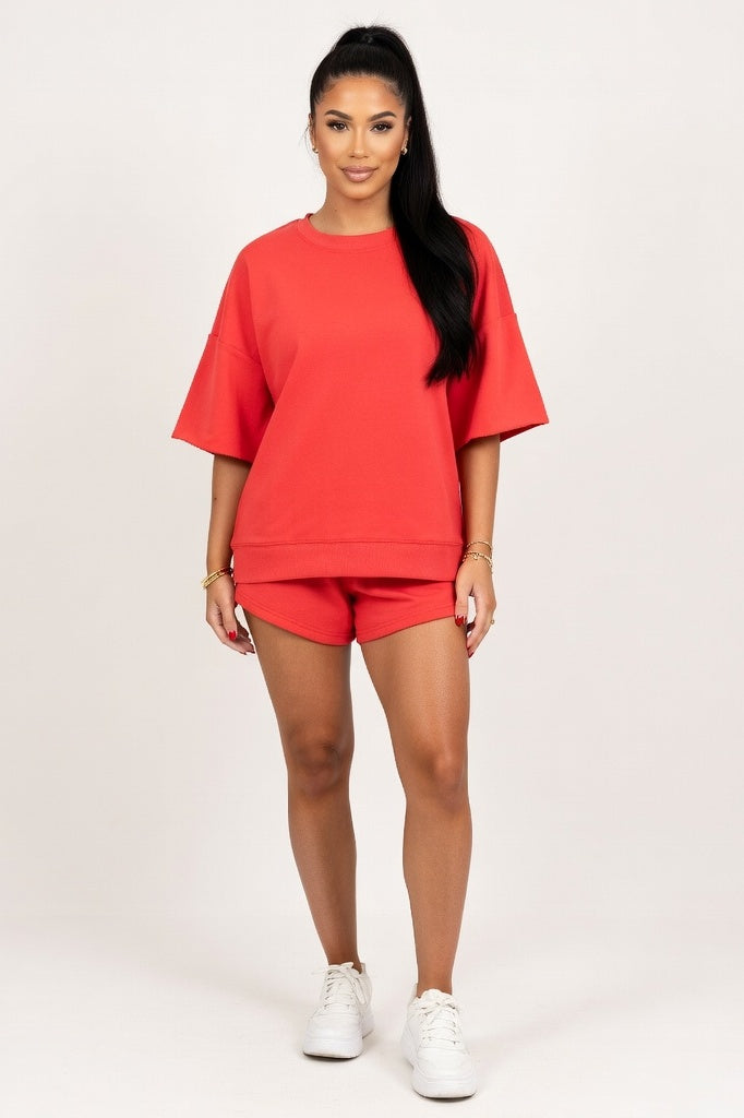 Loose Fit Co-ord Set — Red