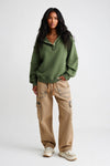 Oversized Sweatshirt with Slit Lapels