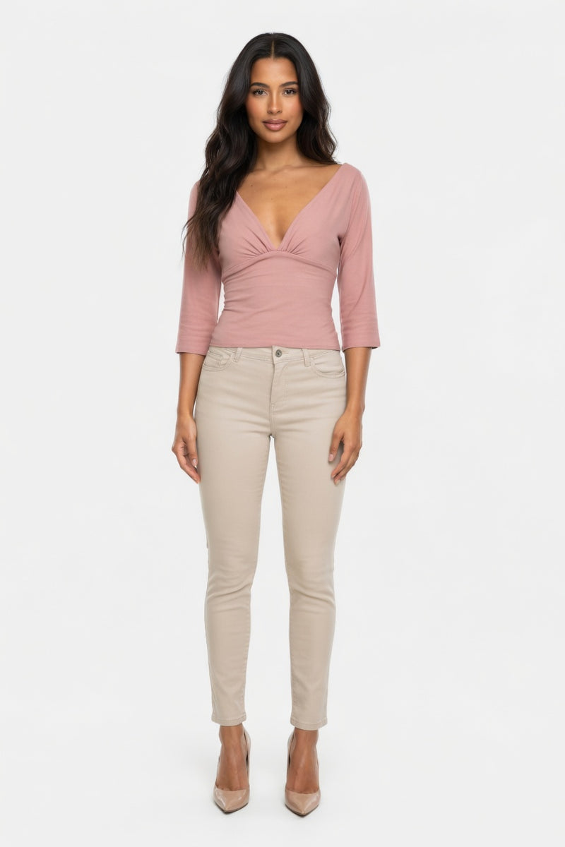 Deep V Backless Tee — front view