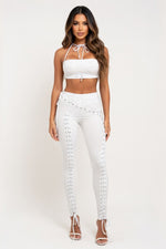 Lace-Up Vest and Trouser Co-Ord Set — Off White