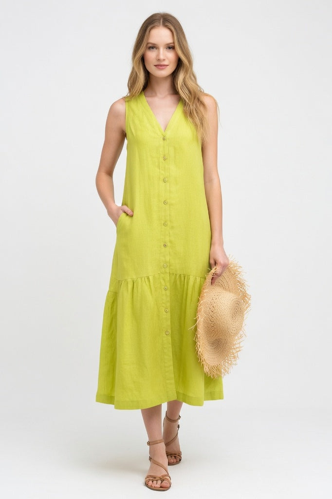 Cotton Halter Maxi Dress — Light Green