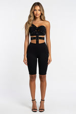 Rivet Detail Hollow Cut-Out Jumpsuit — Black