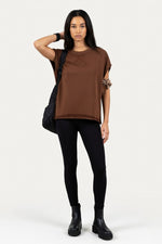 Draped Viscose Tank — Coffee Brown