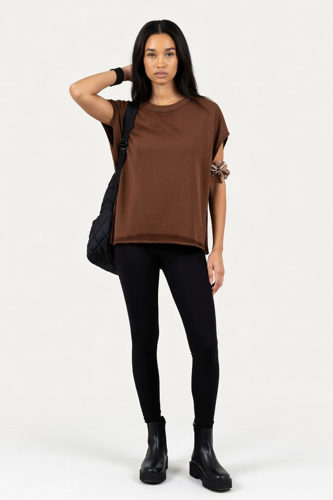 Draped Viscose Tank — Coffee Brown