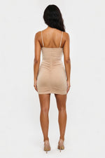 Halter Pleated Mini Dress — back view