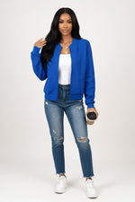 Plaid Zipper Jacket — Blue