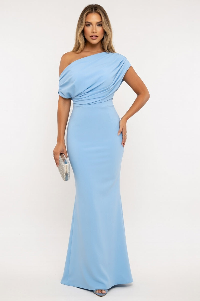 Off-Shoulder Bodycon Dress — Light Blue
