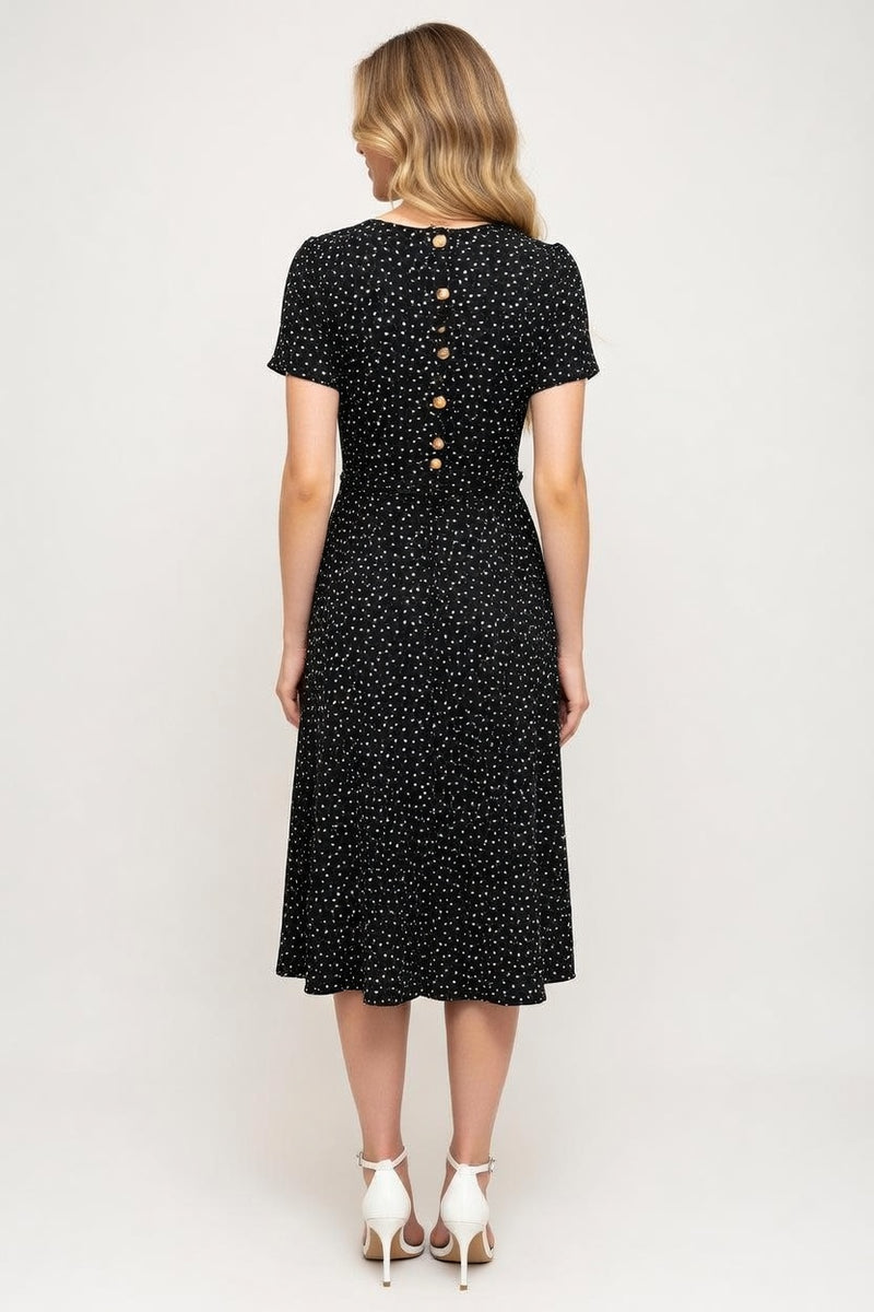 Polka Dot V-Neck Dress — back view