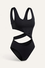 Cut-Out One-Piece Swimsuit — Black