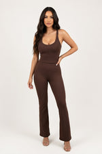 Halter Top Wide Leg Co-Ord Set — Brown