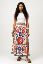 Printed Slit Midi Skirt — Floral