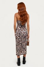 Leopard Halterneck Slit Dress — back view