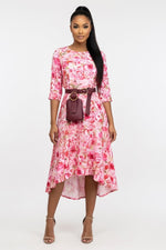 Chiffon Floral Maxi Dress — Pink