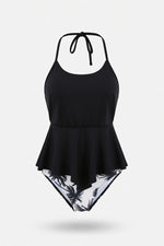 High-Waisted Ruffle Bikini — Black