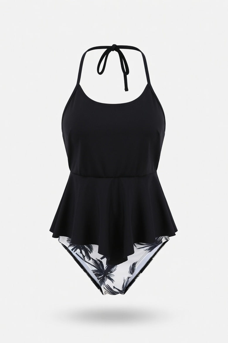 High-Waisted Ruffle Bikini — Black