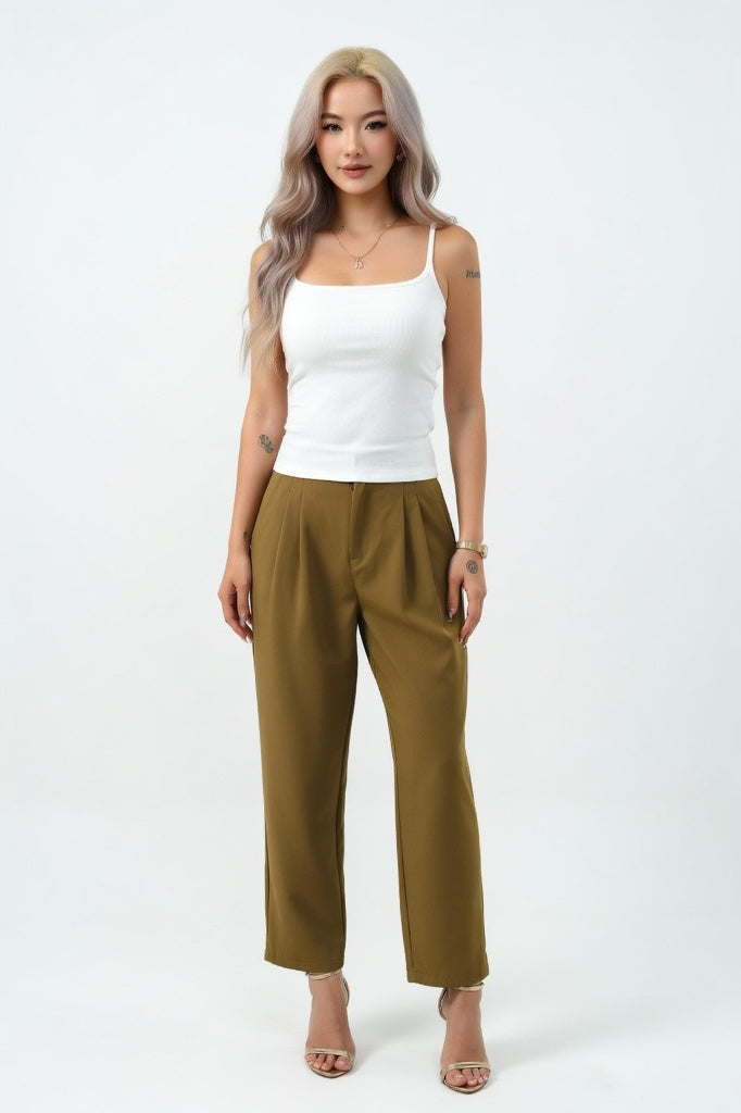 Ribbed Camisole with Built-in Bra — White