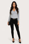 V-Neck Pleated Long Sleeve Top