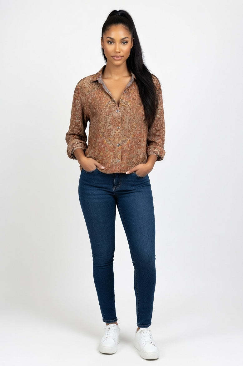 Printed Cotton-Blend Shirt — Vintage 1