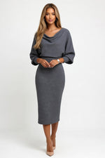 Batwing Knit Dress — Grey
