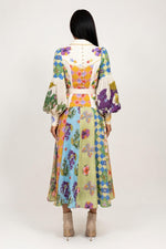 Printed Swing Dress with Lantern Sleeves — back view