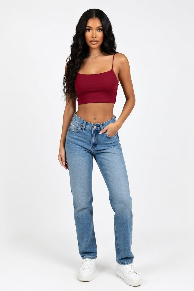 Backless Halter Top — Burgundy