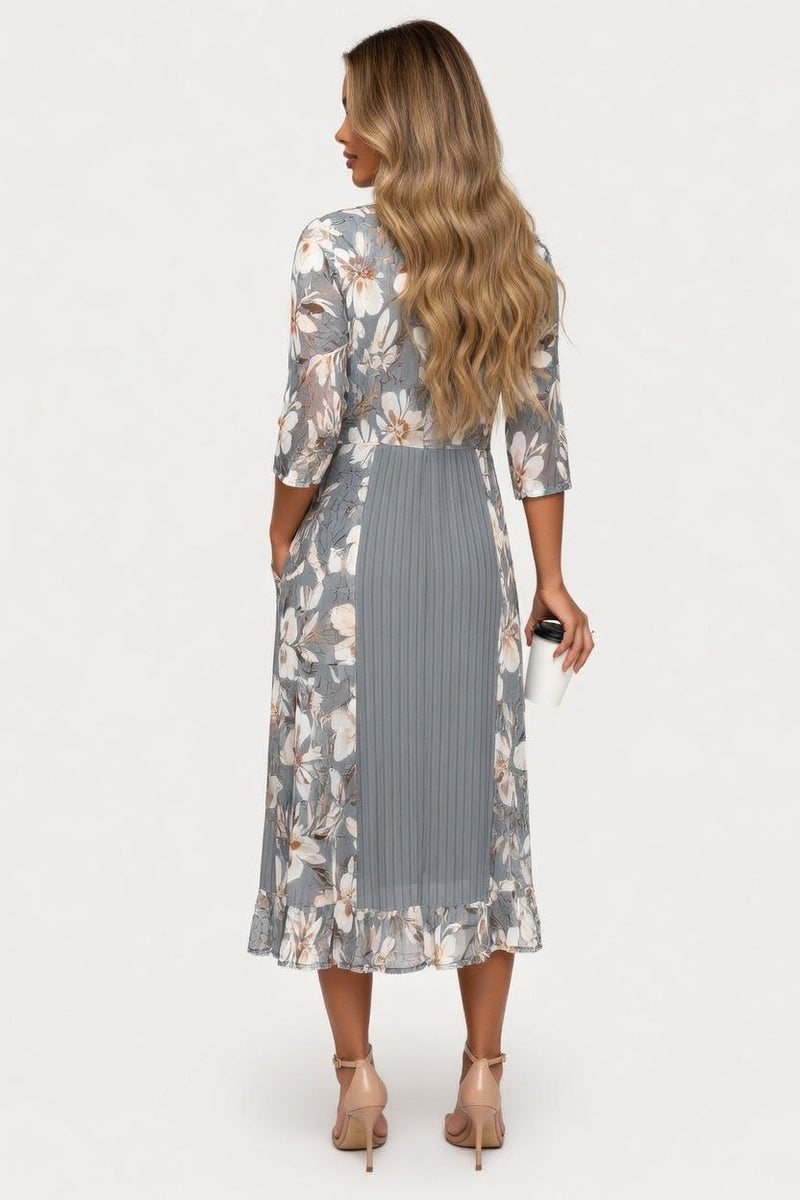 Colour Block Print Shirt Dress — back view