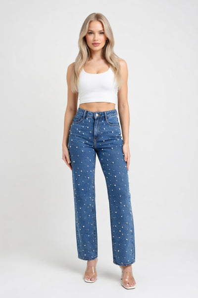 Beaded Denim Jeans