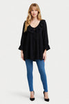 Ruffle V-Neck Lace-Up Top