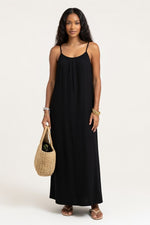 Backless Halter Maxi Dress — Black