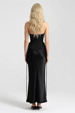 Draped Satin Dress — back view
