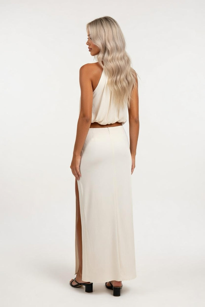 Halter Co-ord Set with Slit Skirt — back view