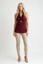 Halter V-Neck Top — Burgundy