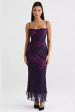 Printed Halter Slip Dress — front view