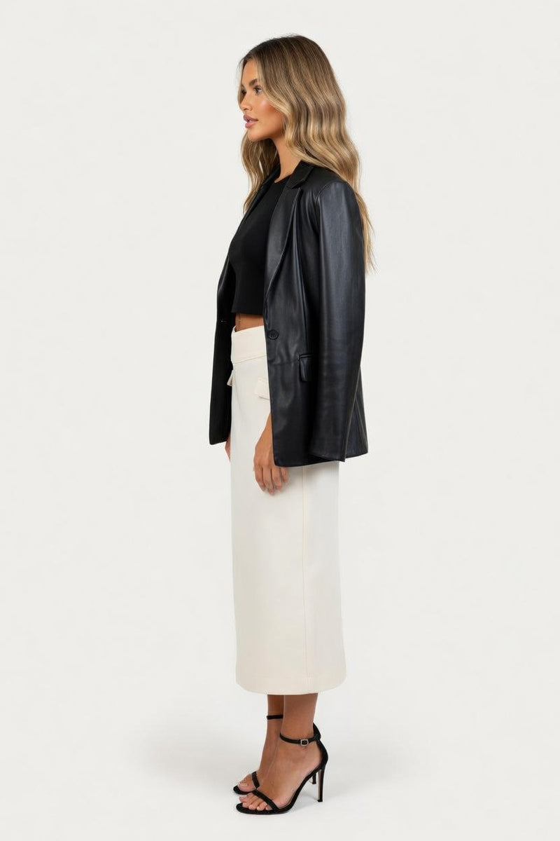 Structured White Suit Skirt — side view