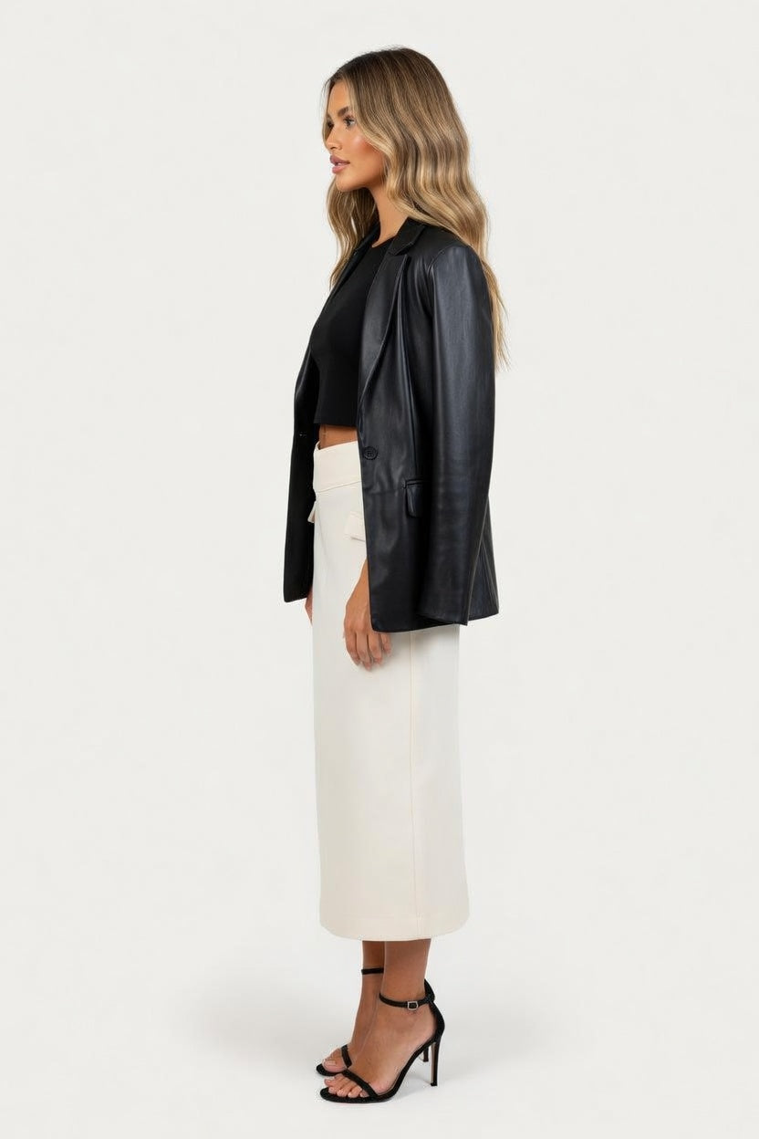 Structured White Suit Skirt — side view