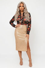 Sequin Mini Skirt — Champagne