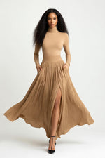Tailored Blazer Skirt Co-ord — Camel