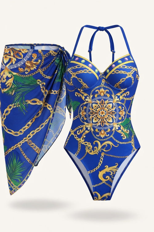 Printed Swimwear Set — Blue